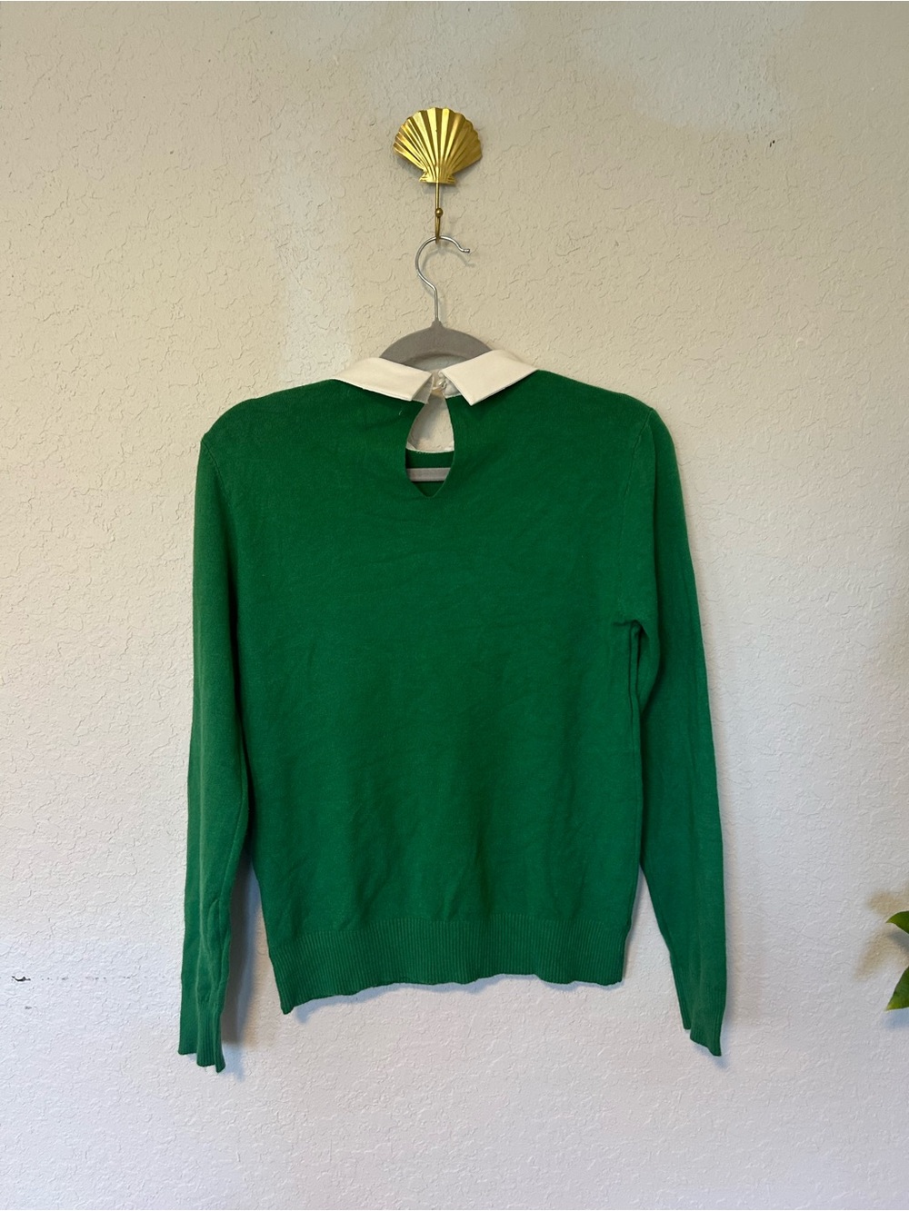 lola Green Crewneck Sweater with Jeweled Collar Party Top Maximalist M-L - Picture 5 of 8